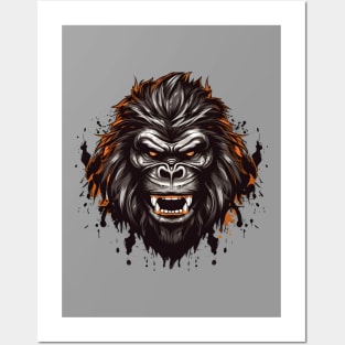 Angry Gorilla face Posters and Art